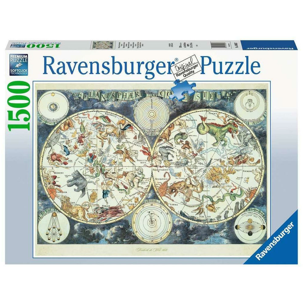 Puzzle Weltkarte mit fantastischen Tierwesen