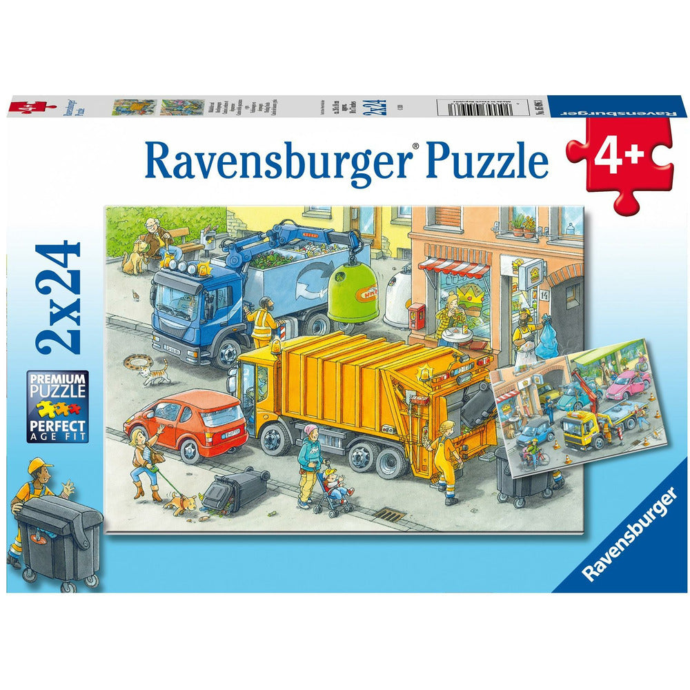 Puzzle Müllabfuhr und Abschleppwagen