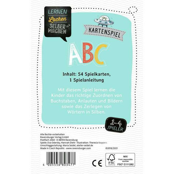 Jeu pour enfants Ravensburger Apprendre à rire Do-it-yourself : jeu de cartes ABC