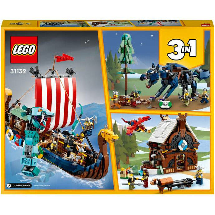 LEGO Creator 3-in-1 Wikingerschiff mit Midgardschlange 31132