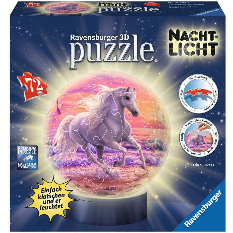 Puzzle chevaux sur la plage, veilleuse