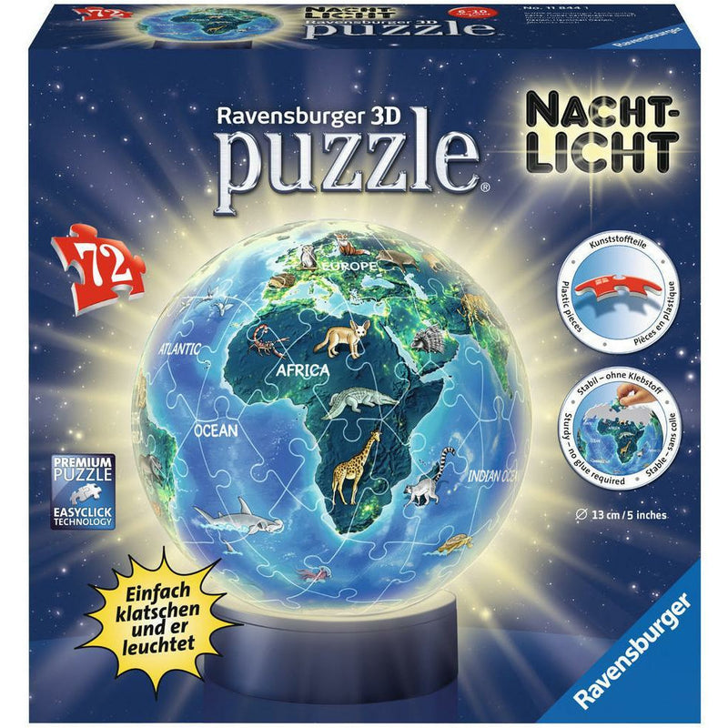 Veilleuse de conception de nuit de la terre de puzzle