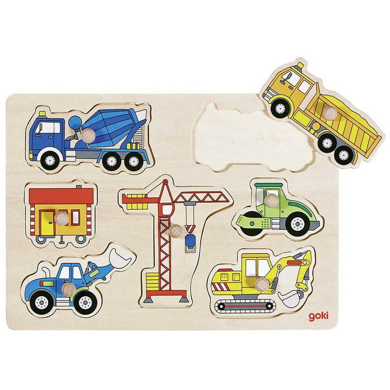 Goki Steckpuzzle Baufahrzeuge
